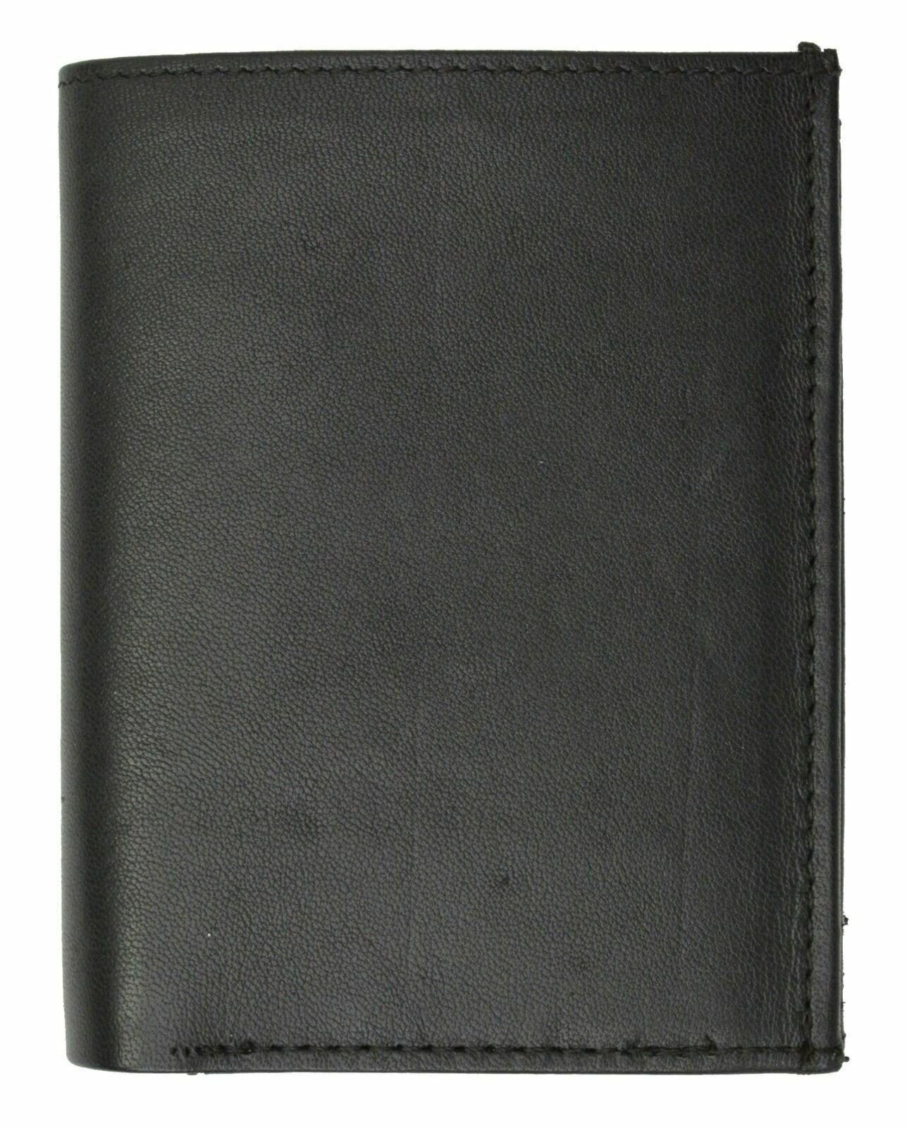 Black Men’s RFID Blocking European Genuine Leather Hipster Trifold Wallet