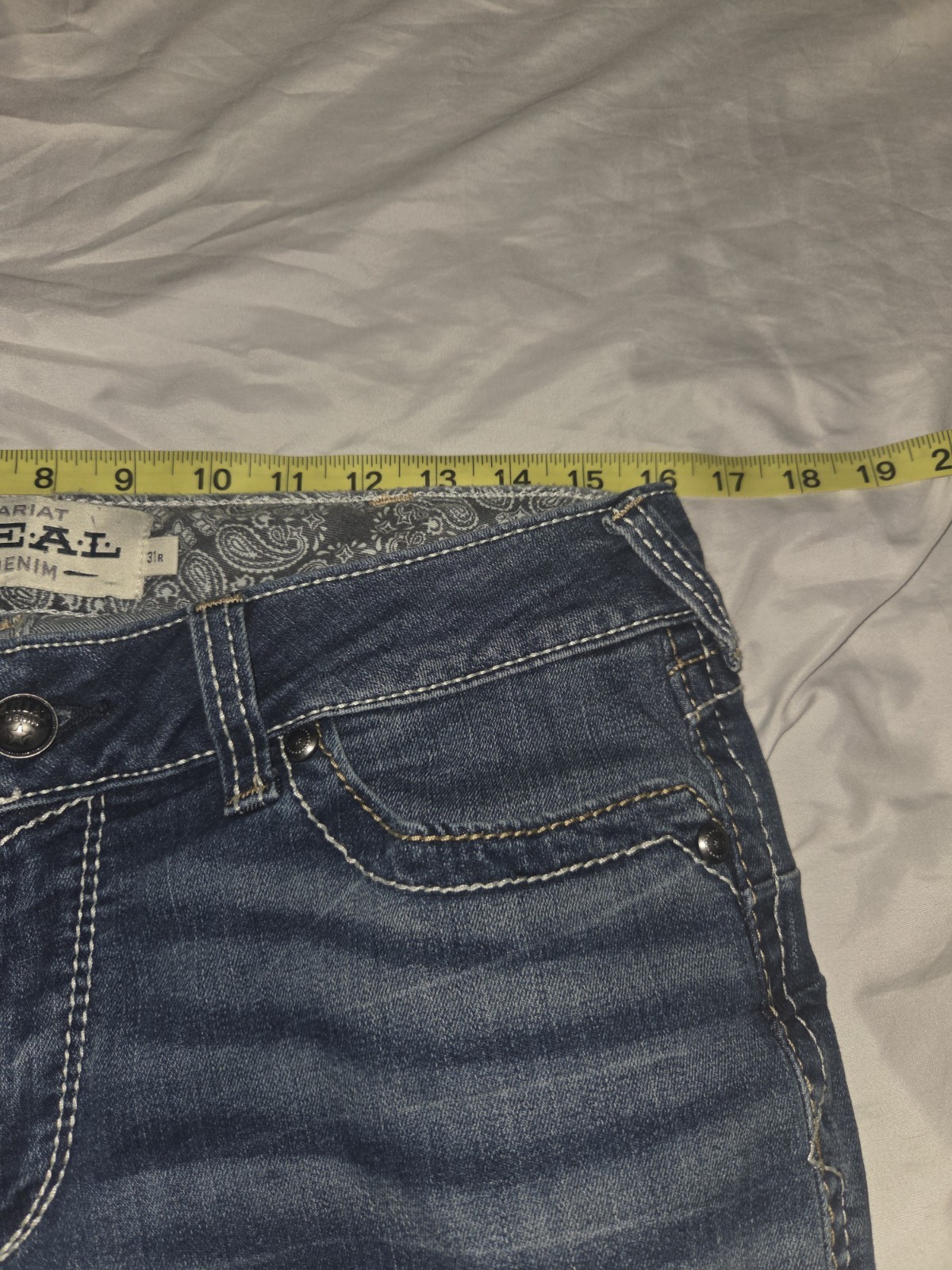 Ariat REAL Denim Womens 32×32 Mid Rise Bootcut Jeans Rainstorm Whipstitch 31R
