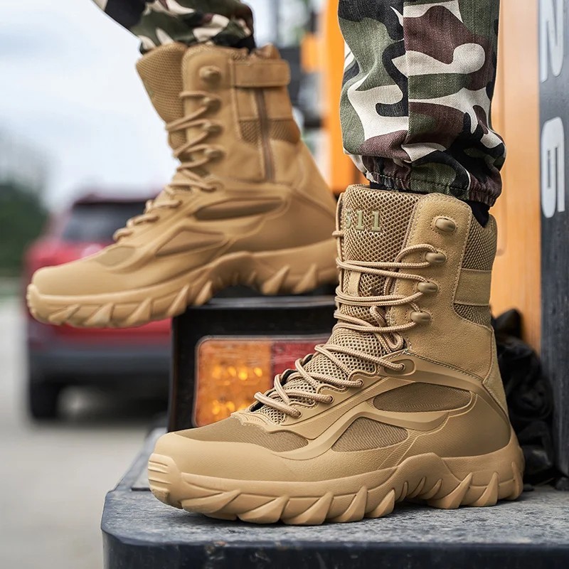 NORTIV8 Men’s Military Tactical Work Boots Side Zipper Hiking Combat Boots Shoes