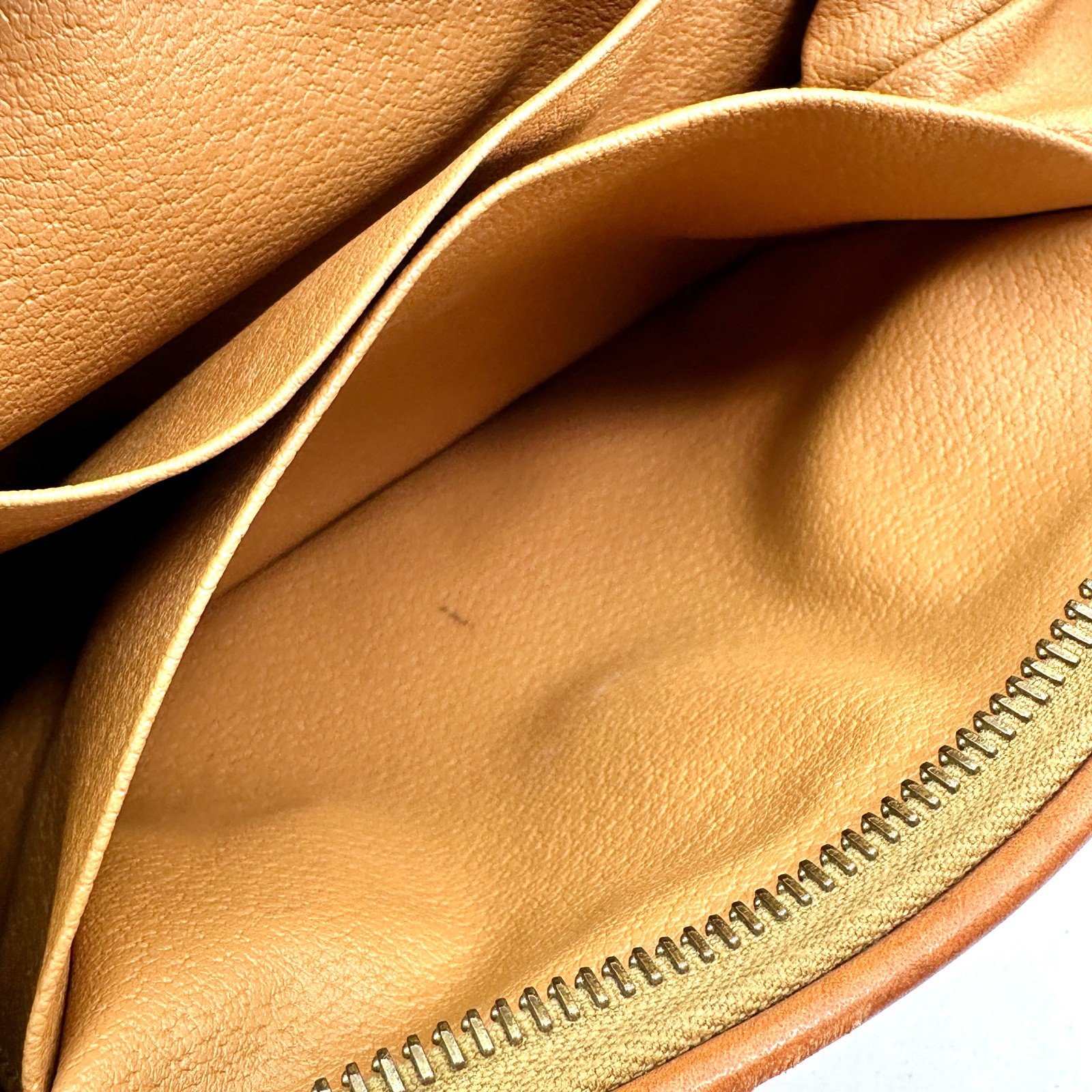 CELINE Macadam PVC Leather Cosmetic Pouch Vanity Brown Gold Auth