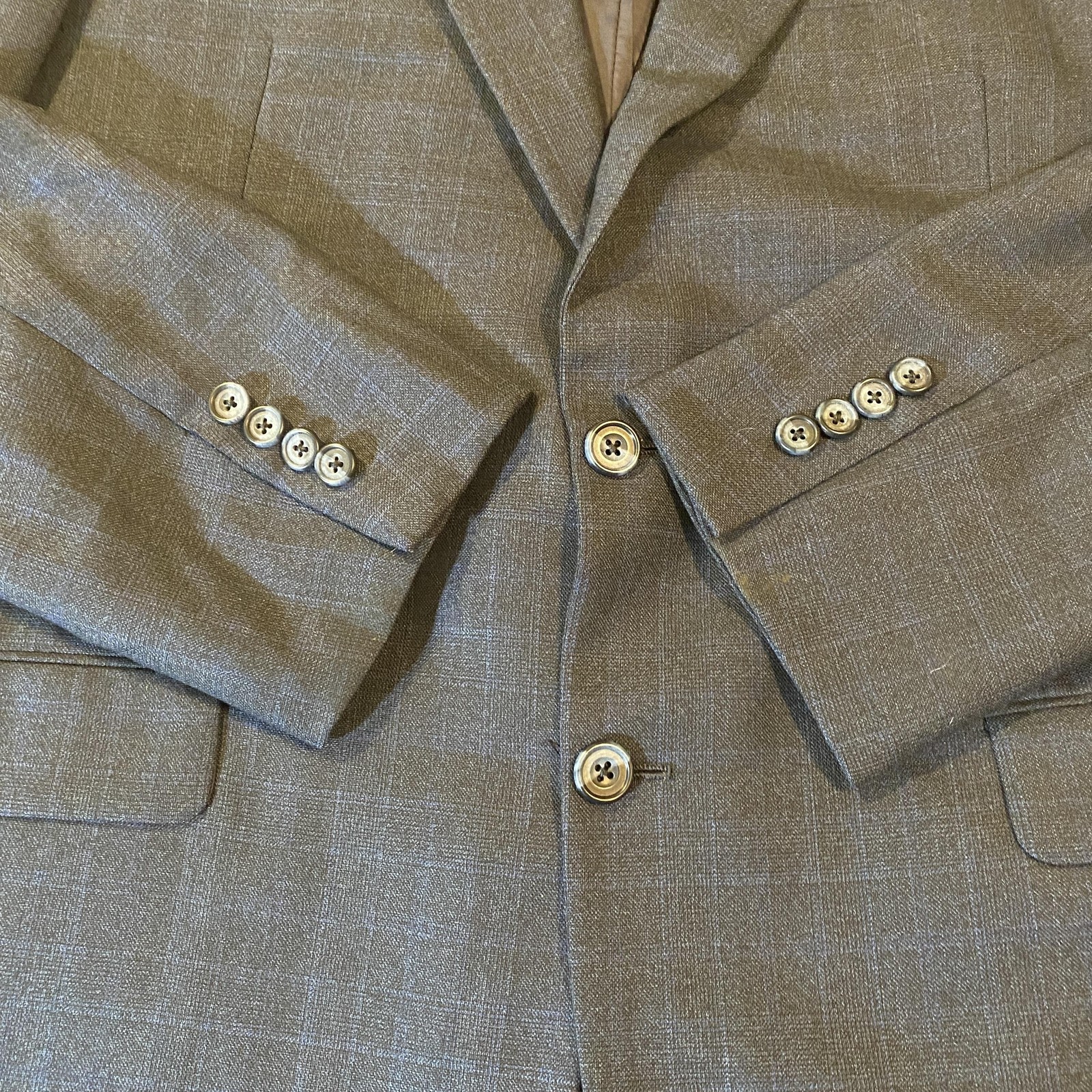 Hickey Freeman Suit Mens 42R 36×30 Blue Check Wool 2 Piece Saks Fifth Two Button
