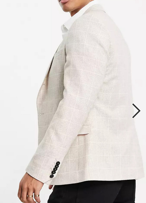 TWISTED TAILOR STONE WINDOWPANE CHECK PLAID SKULL PIN BLAZER JACKET SZ 38 R 38R
