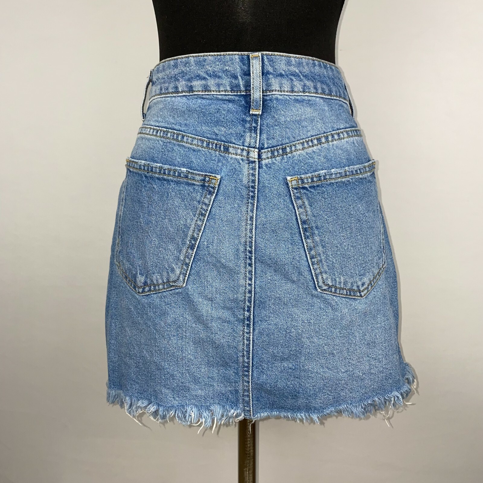 Forever 21 Los Angeles Womens S Denim Distressed Fringe Hem Skirt Y2K Festival