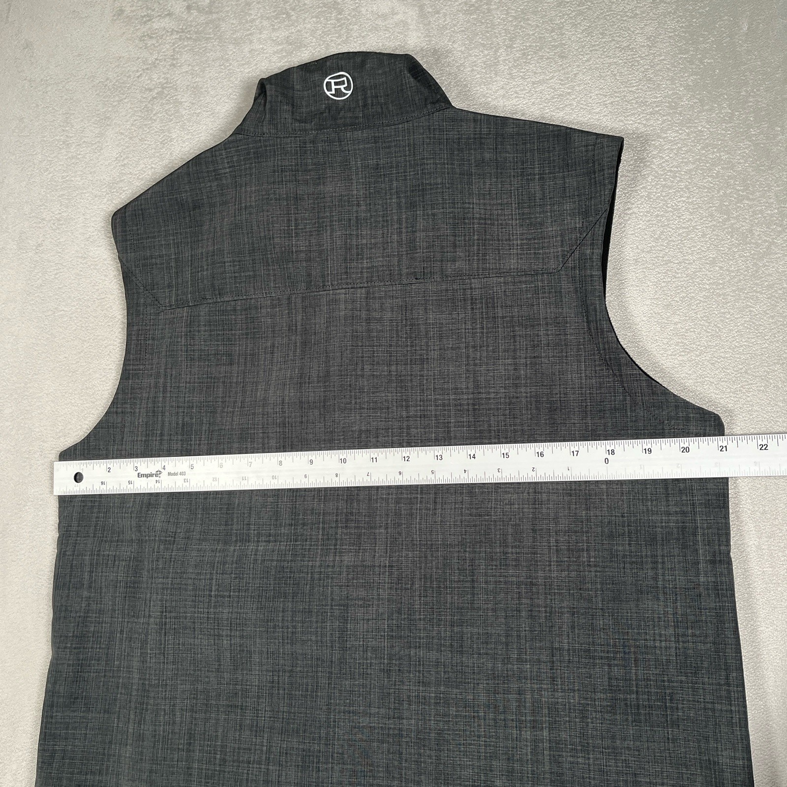 Roper Western Softshell Vest Men Medium Fleece Lined Gray Reflective Full Zip