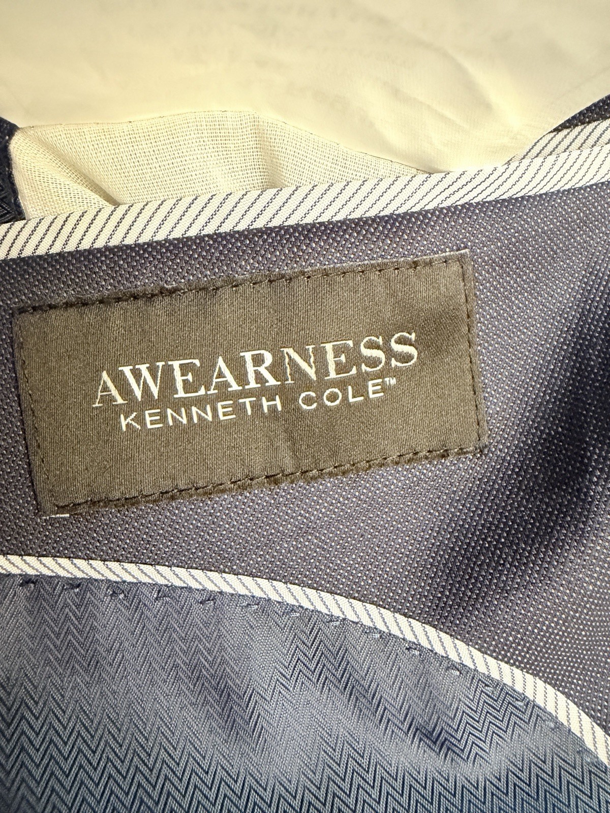 Kenneth Cole Blazer Mens 42R Awareness Wool Blend Blue Wear-Tech