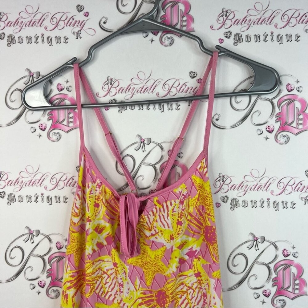 Macbeth Collection by Margaret Josephs dress starfish crabs ocean Pink Yellow