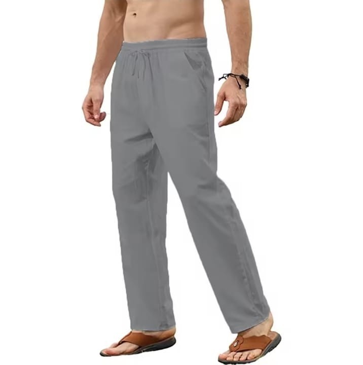 Men’s Cotton Linen Drawstring Pants Casual Loose Fit Joggers Yoga Trousers Solid