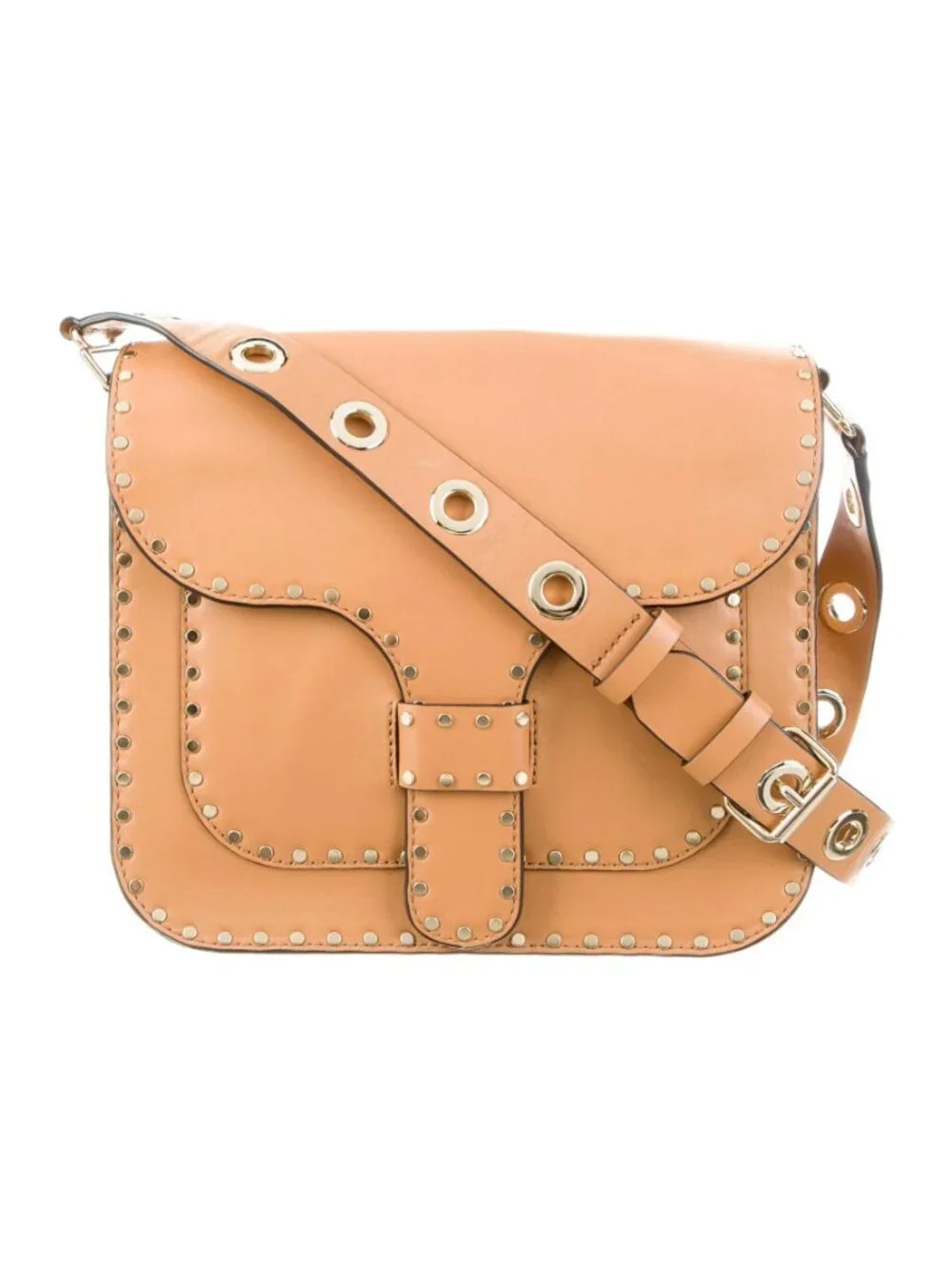 Rebecca Minkoff Midnighter light tan leather studded crossbody bag