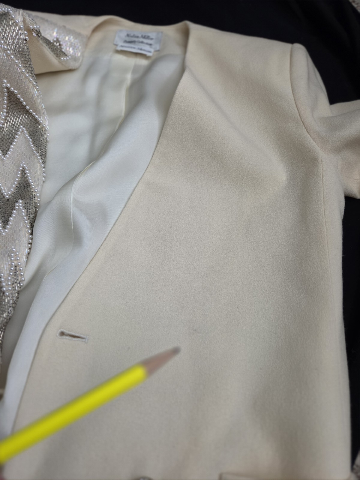 NOLAN MILLER 2 Pieces Sz 12 Dynasty Collection Ivory Beaded Jacket Tank Top