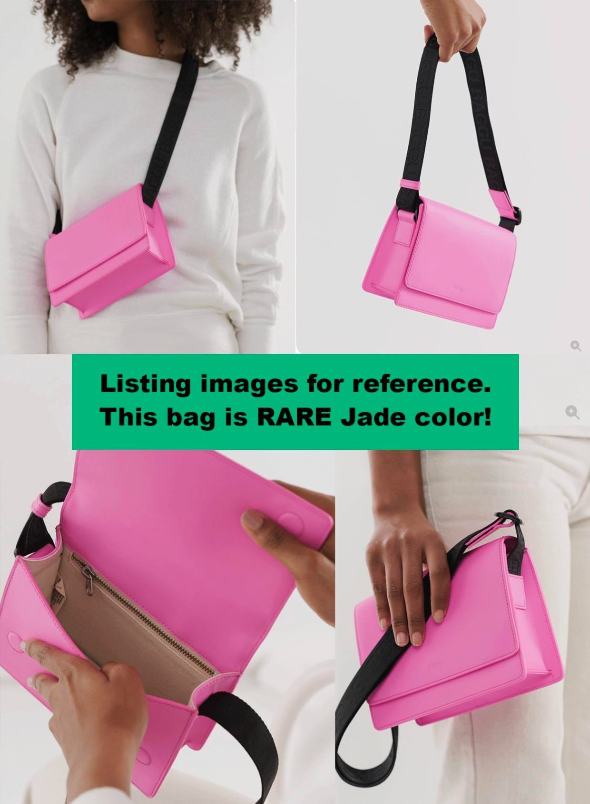 Rare Baggu Leather Crossbody “Small Block Purse” in Jade with Adjustable Strap