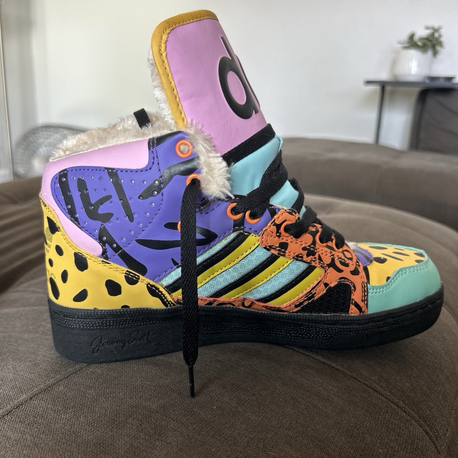 adidas Jeremy Scott Instinct High Top Sneakers Multicolor Animal Print Size 7