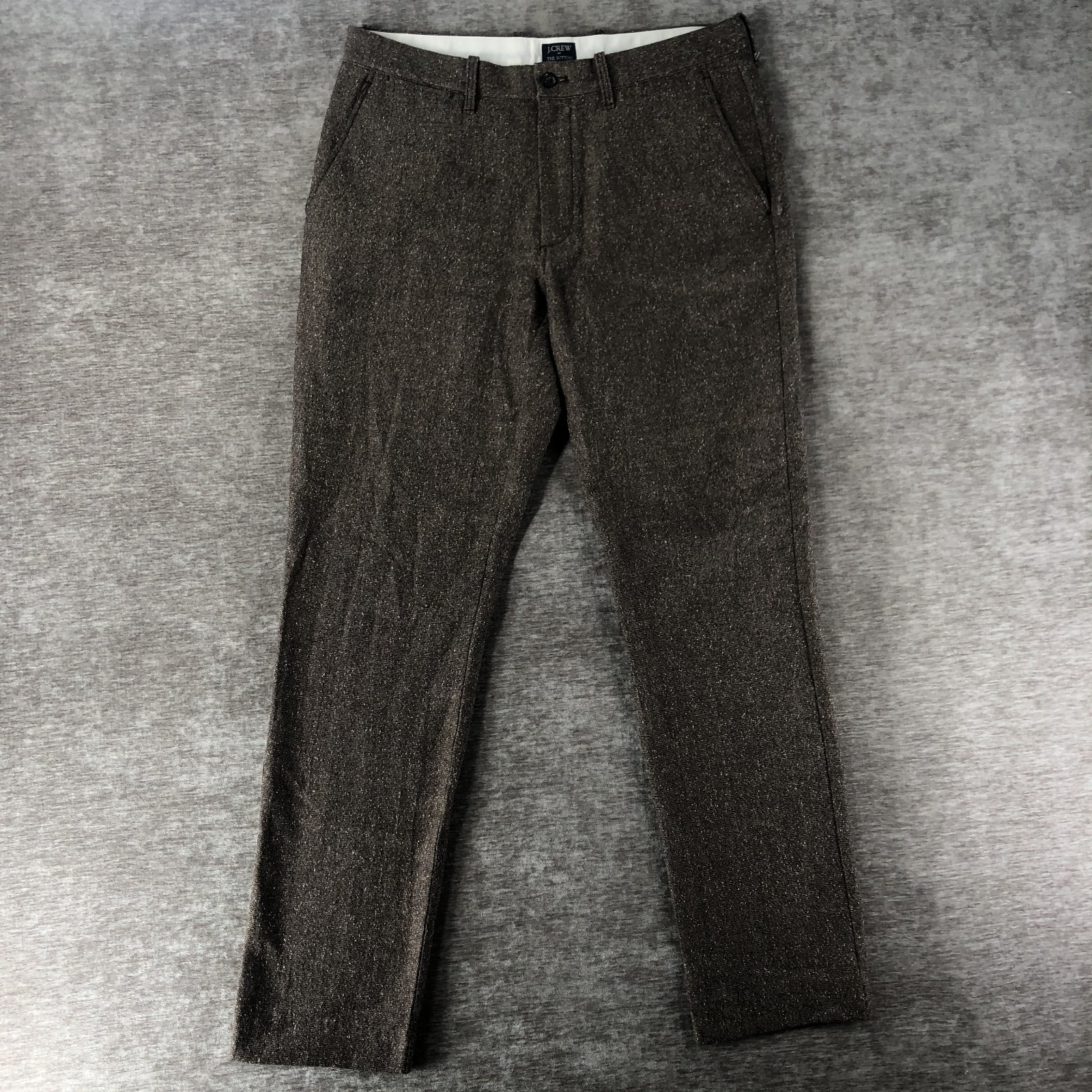 J.CREW The Sutton Men’s Wool Pleated Dress Pants Tweed Brown Straight Fit 32×32