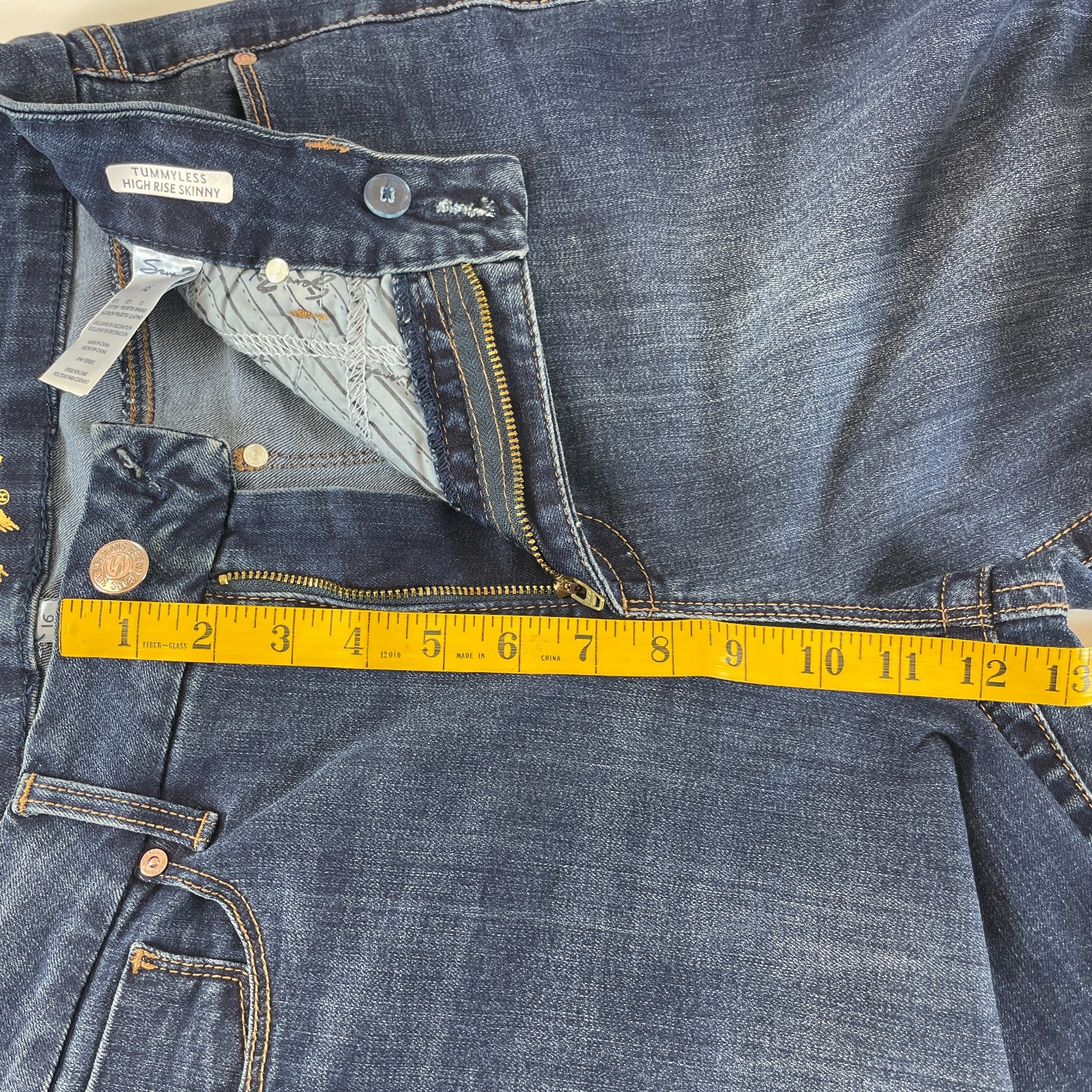 Seven7 Tummyless High Rise Skinny Jeans Womens 16 Avalon Blue Denim Stretch