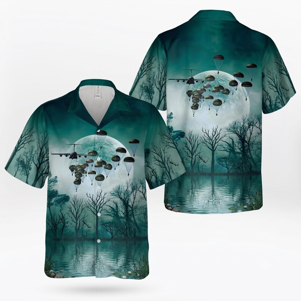 US Army 82nd Airborne Paratrooper Halloween Hawaiian Shirt – Veteran Army Shirt