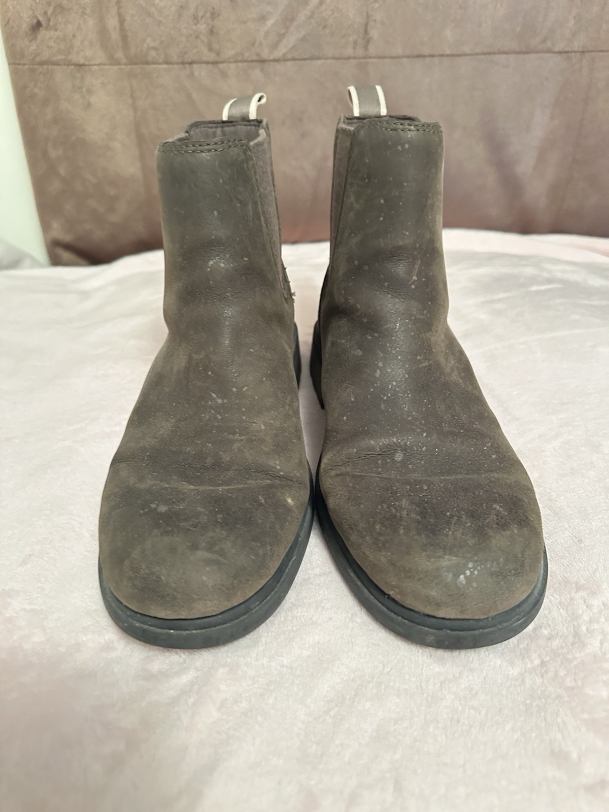 Ugg Army Green Nubuck Leather Pull On Ankle Boots Size 9