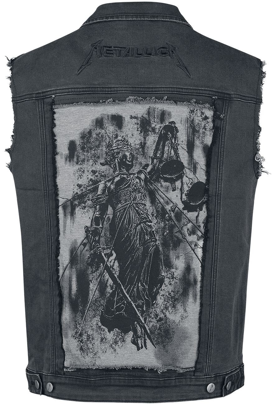Metallica Vest Jacket Thrash Metal Band Sleeveless Denim Men’s Black Jean Jacket