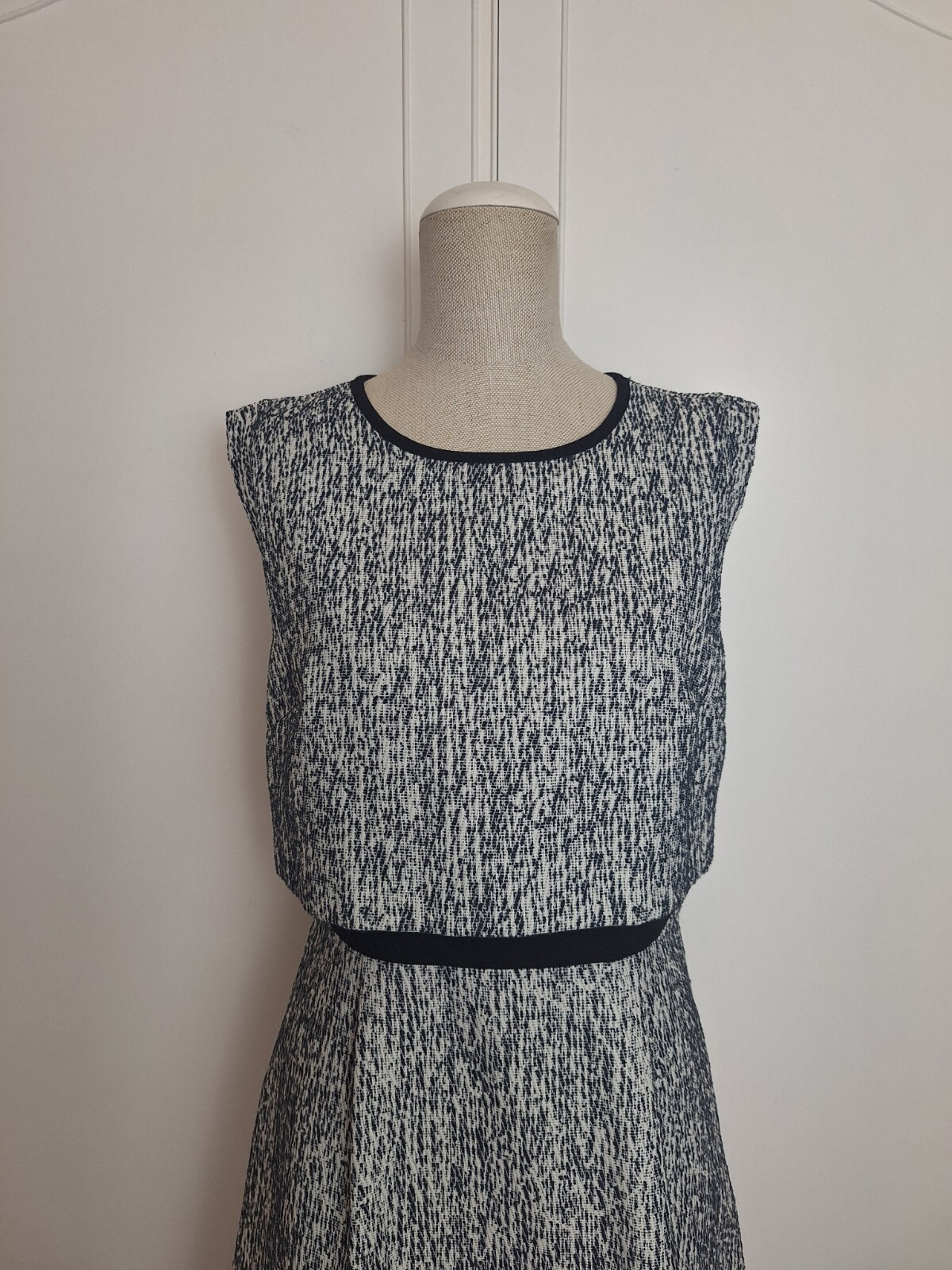 OASIS Dark Blue & White Retro Style Layered Winter Dress Size 12