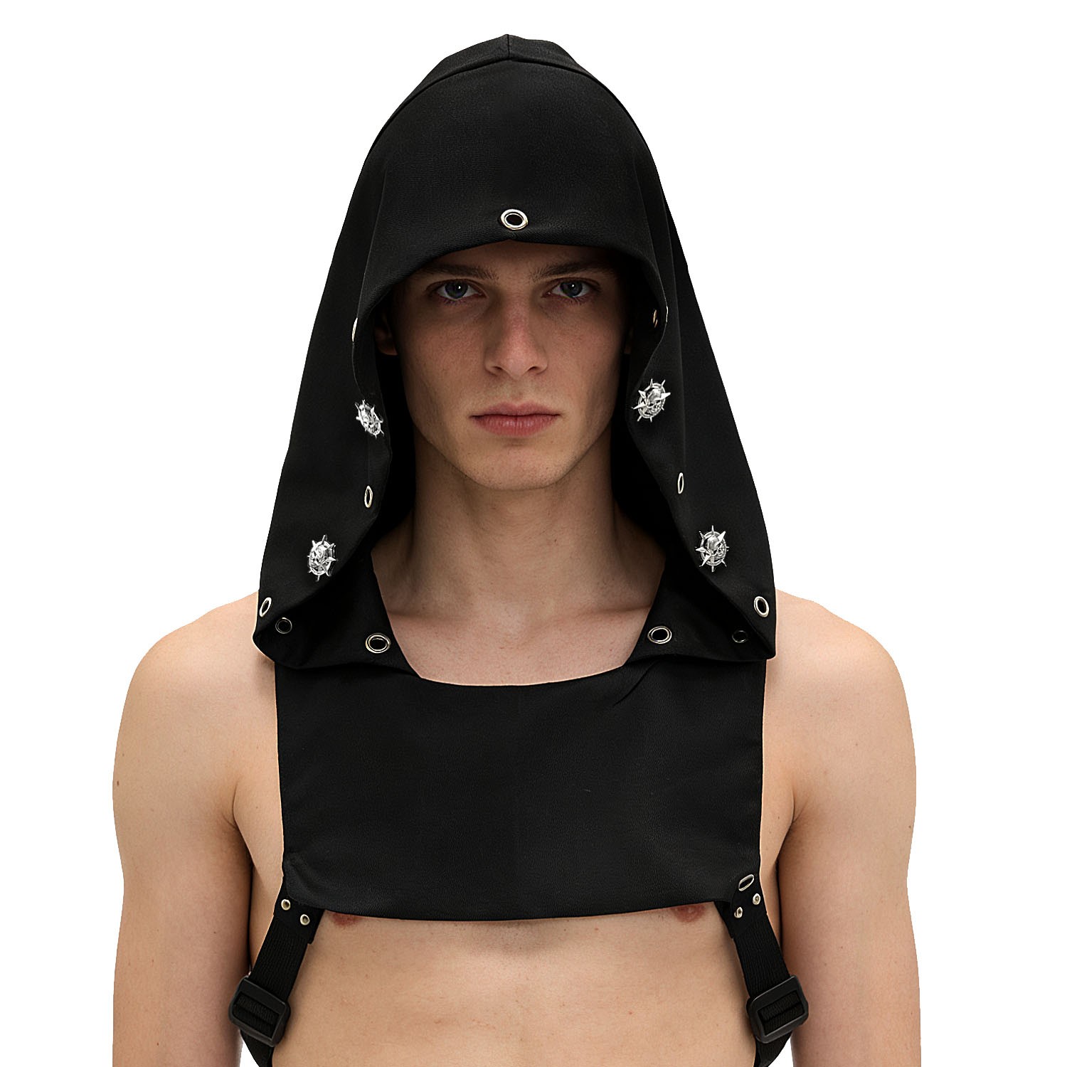 Devil Skull Cyberpunk Rogue Cowl Hood Scarf, Neck Warmer Costume Hooded Cape Hat
