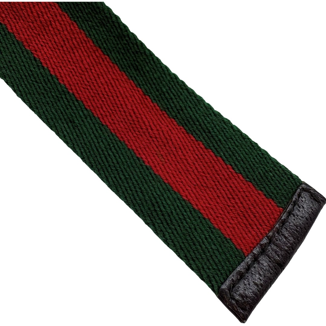 Auth GUCCI Banboo Buckle Web Stripe 80/32 Belt 132173 Green Canvas #36638429