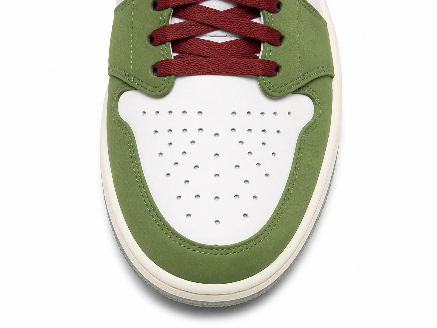 Nike Air Jordan 1 Low White Olive Red Leather Unisex Sneakers FN3727-100