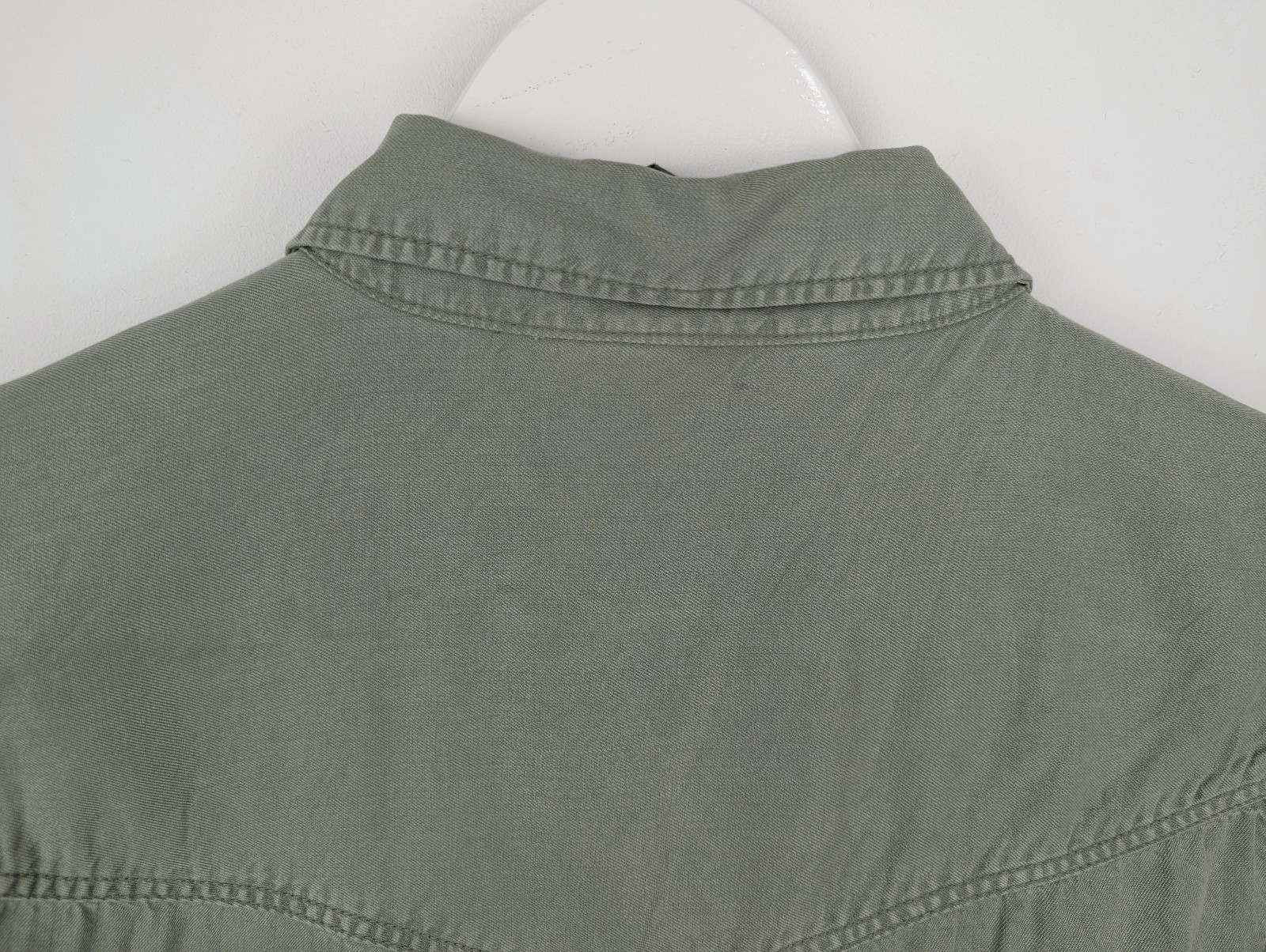 M&S Collection Lyocell Shirt | Womens UK 14 | Light Khaki Green Utility Blouse