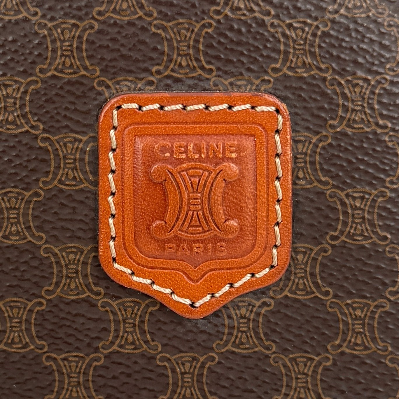 Celine Vanity bag Macadam PVC Leather Pouch Authentic