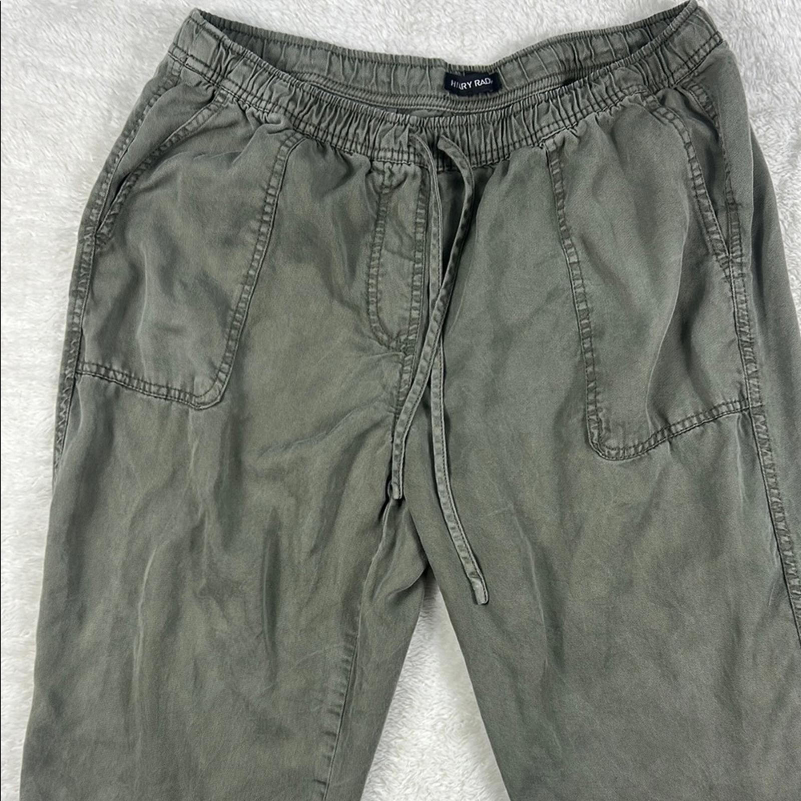 Hilary Radley Women’s Olive Green Drawstring Pants Lightweight Pull On Trousers