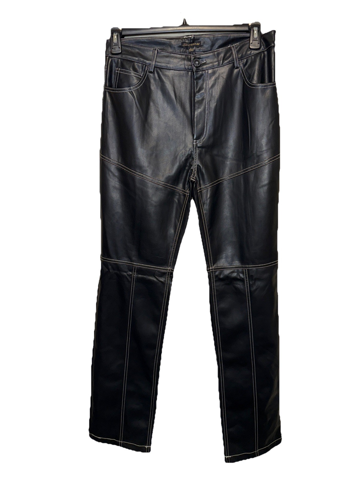 Shinestar Super High Waist Perfect Fit Vegan Leather Pants SZ L NEW