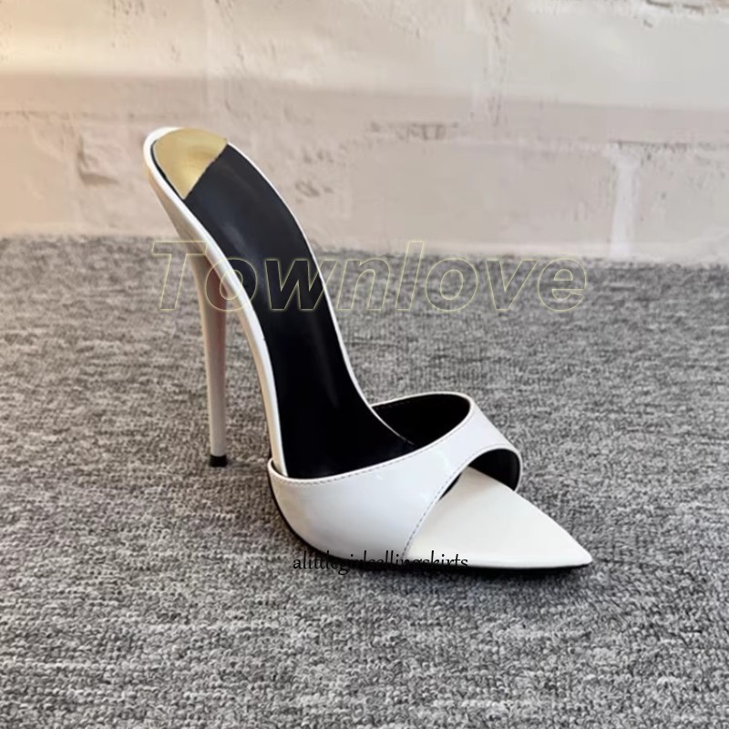 Ladies High Stiletto Heel Slippers Slip on Pointy Toe Mules Sandals Party Shoes