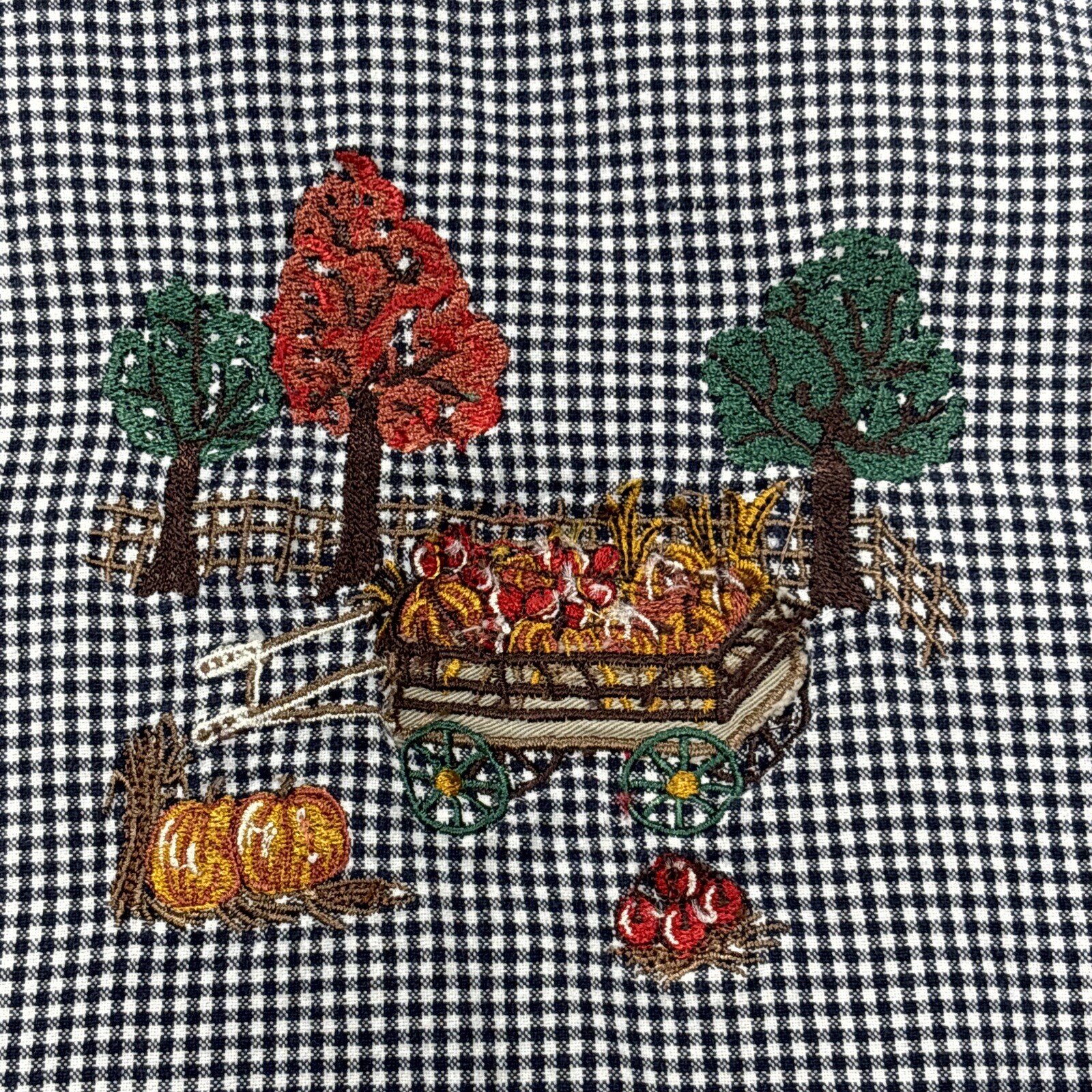 Womens Shirt L Button Up Embroidery Farm Animals Fall Barn Chore Cottage core