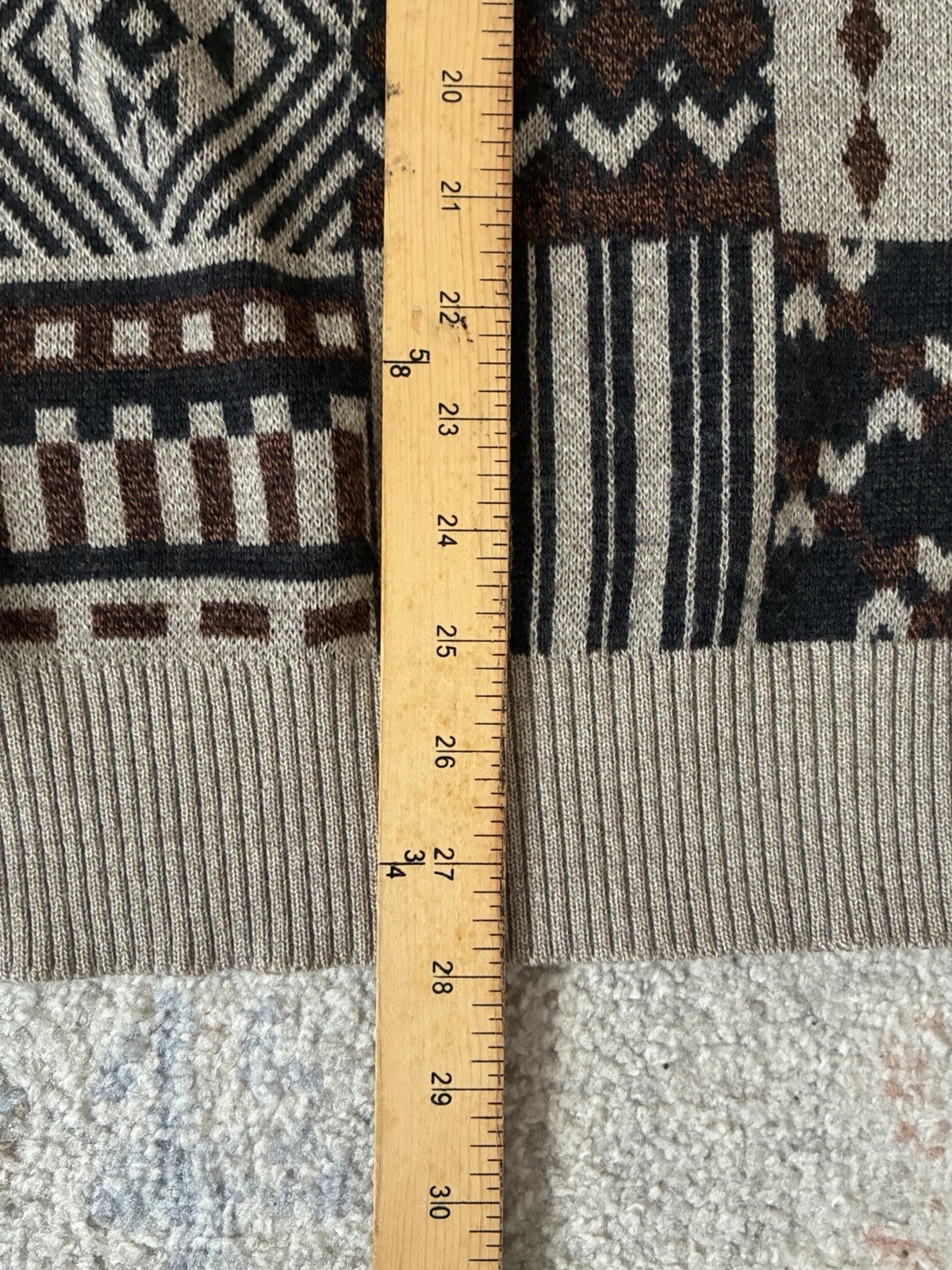 VTG Marz Munchen 100% Wool Geometric Patchwork Knit Grandpa Sweater