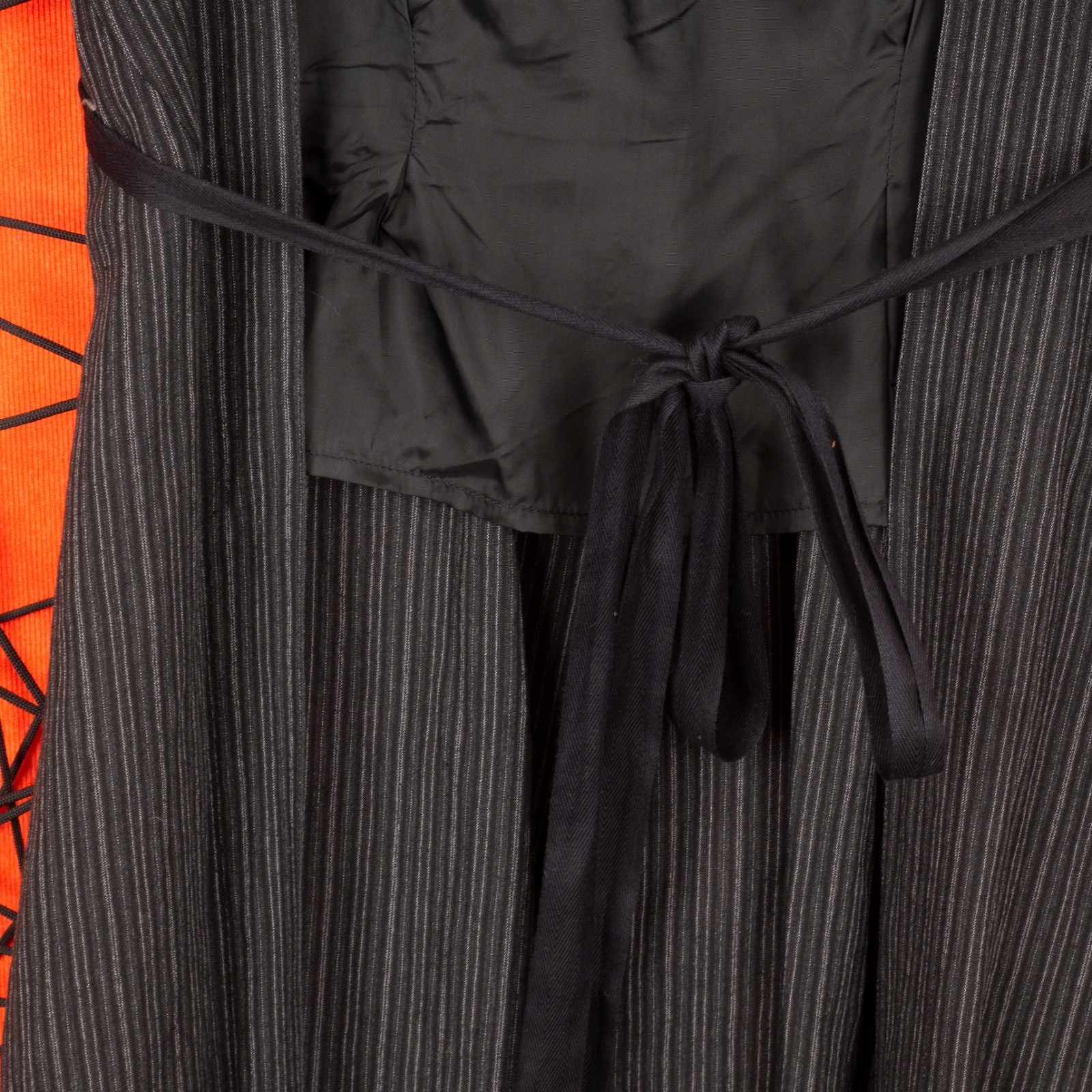 Ann Demeulemeester Gray Pinstripe Deconstructed Trench Vest Dress Cardigan 38 M