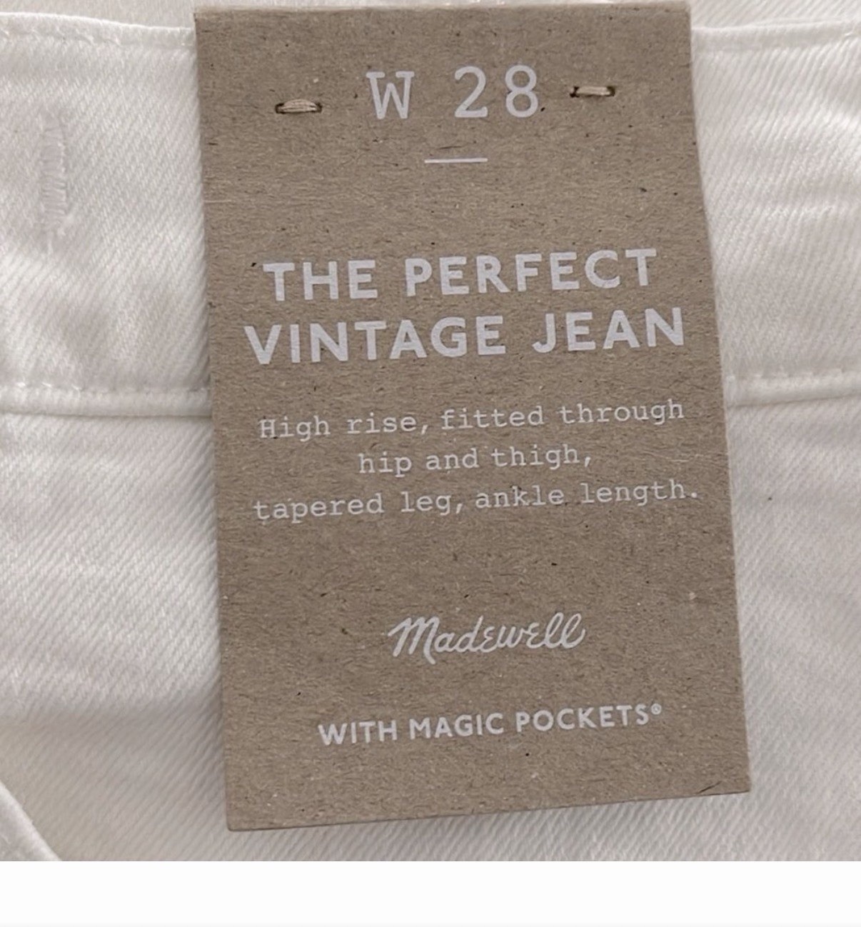 NWT Madewell White High-Rise straight Leg Perfect Vintage Jeans