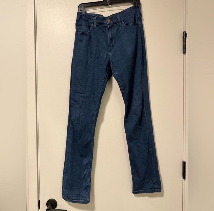PAIGE Lennox Men’s Slim Straight Dark Wash Blue Stretch Denim Jeans