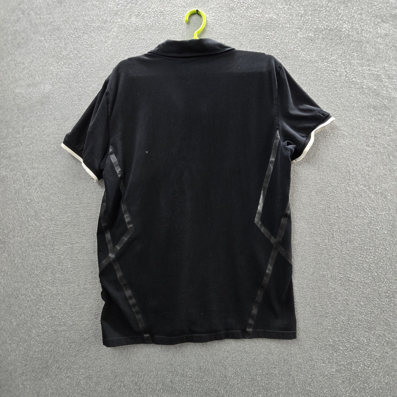 Armani Exchange Men Polo L Black Logo Text Zipper Short Sleeve