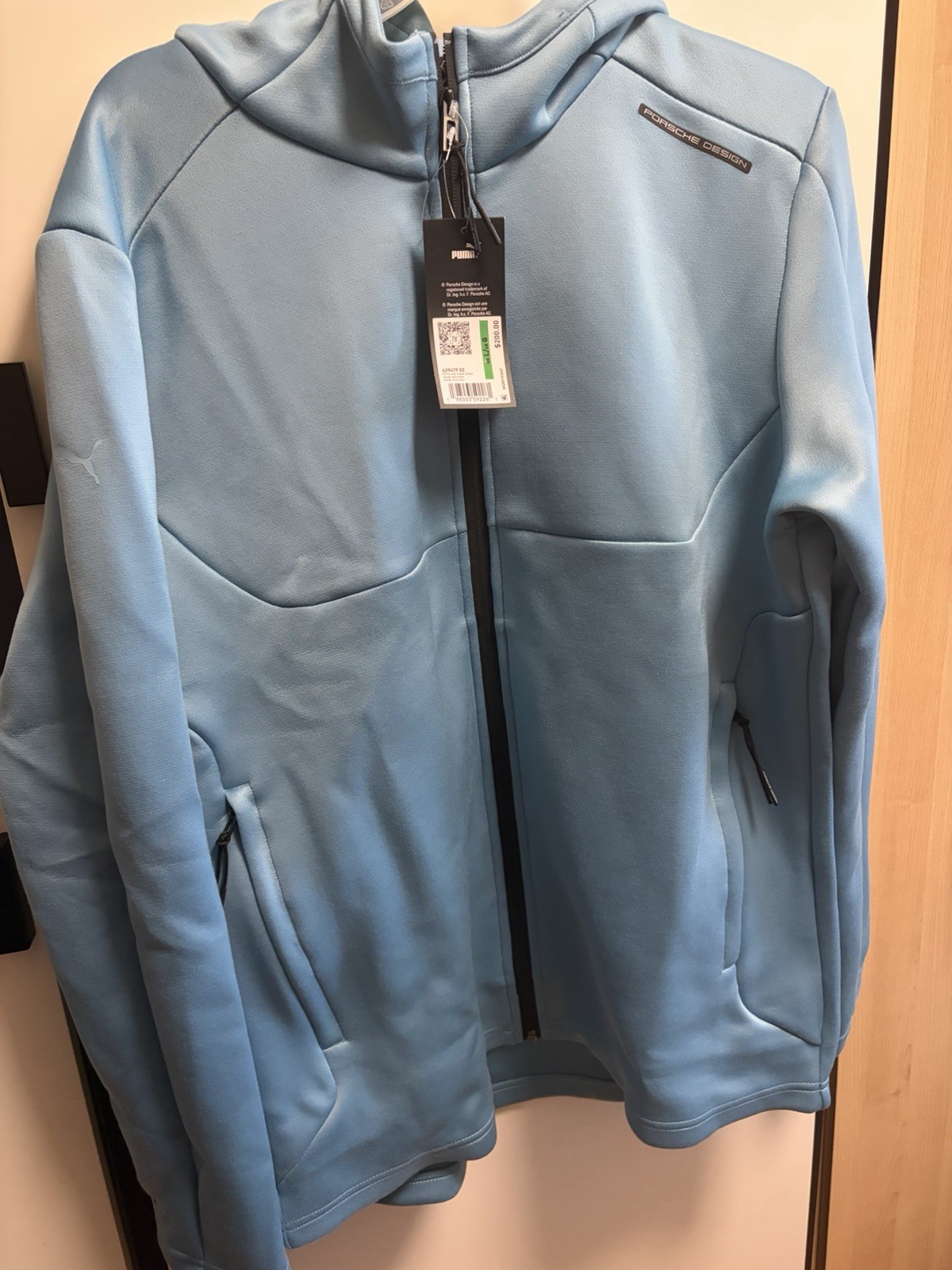 PUMA Porsche Design Full Zip Hooded Light Blue Men luxury Jacket Large NWT