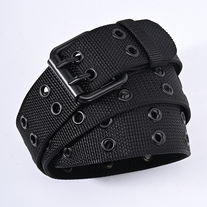 Luxury Nylon Belts Men’s Double Grommet Belt Buckle Outdoor Sport Belt for Jeans