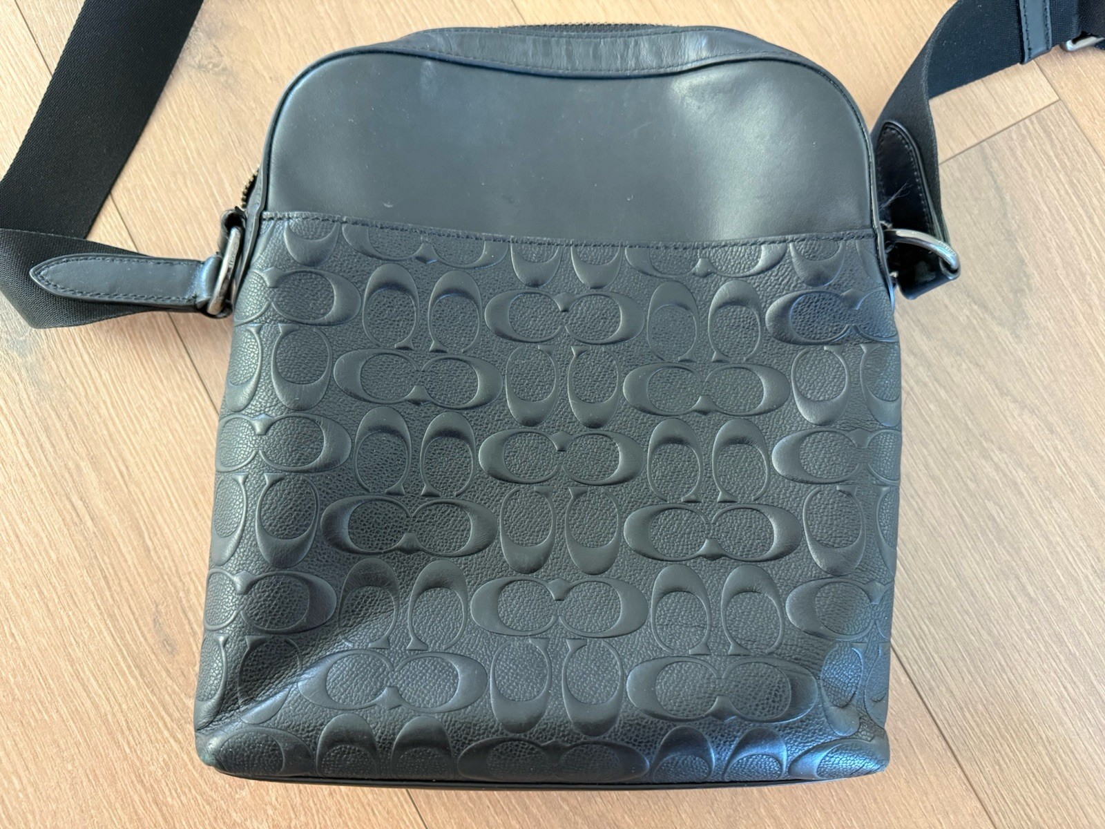 Coach Houston Flight Bag In Signature Leather Crossbody Mens Unisex 4009 Black