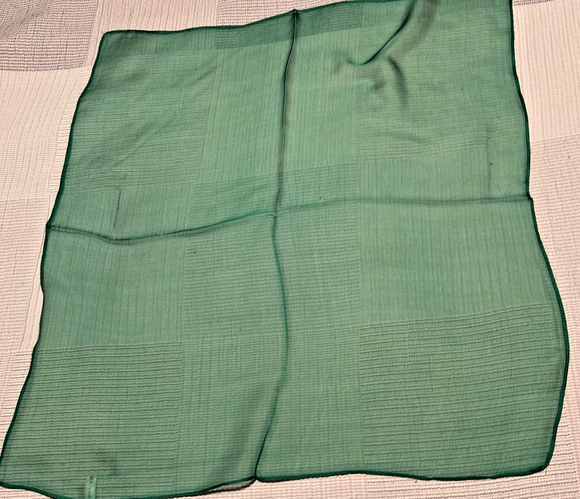NEW 20 x 21 In. Small Sq. Green Solid Color 100% Mulberry Silk Scarf- SS 1039