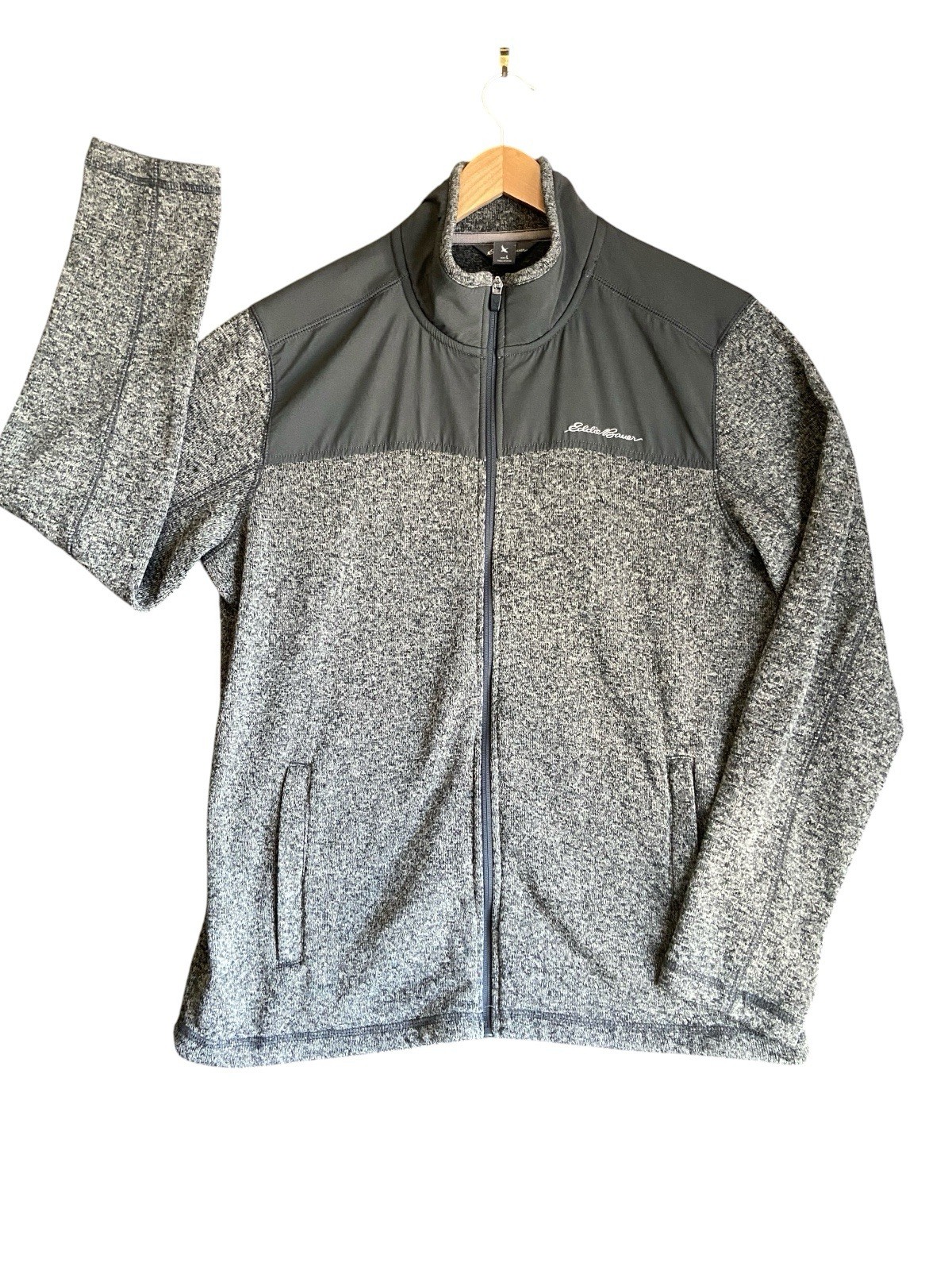 Eddie Bauer | Men’s L Fleece Full Zip Mock Neck Jacket w/ Pockets Gray/Black | L