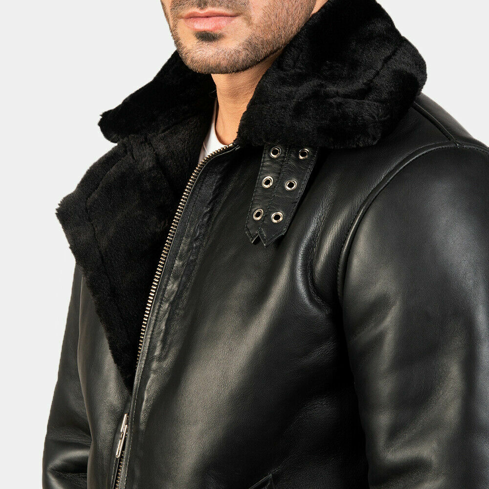 Men’s B3 Aviator Real Shearling Sheepskin Leather Flight Bomber Jacket