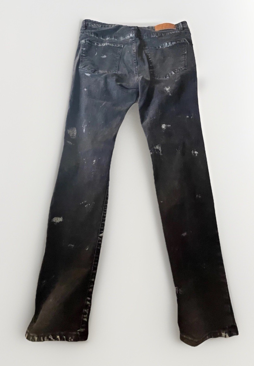 Black Distressed Skinny Jeans Men’s 34 Paint Splatter Streetwear Grunge Punk