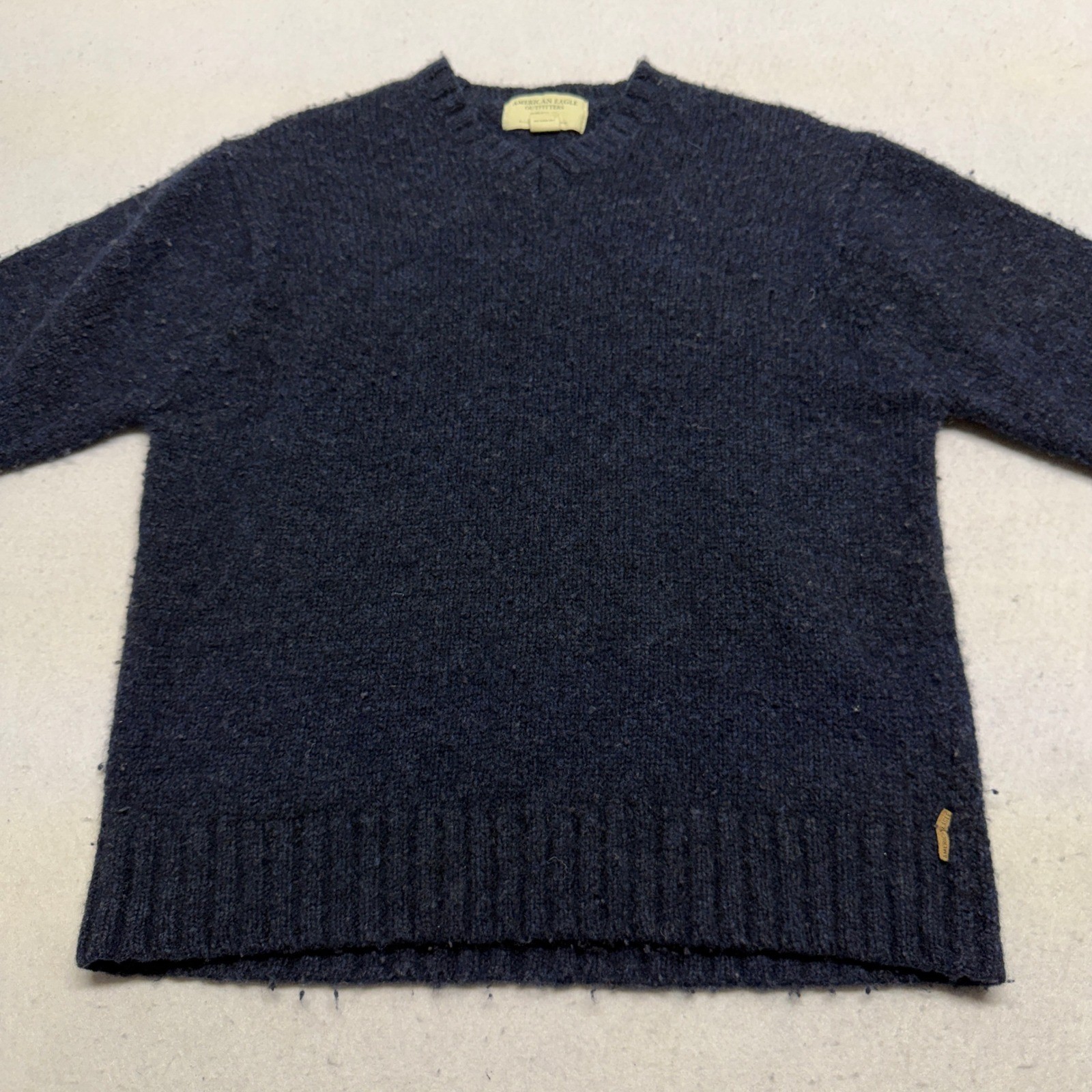 Vintage American Eagle Outfitters Wool Blend V-Neck Sweater Navy Blue XL