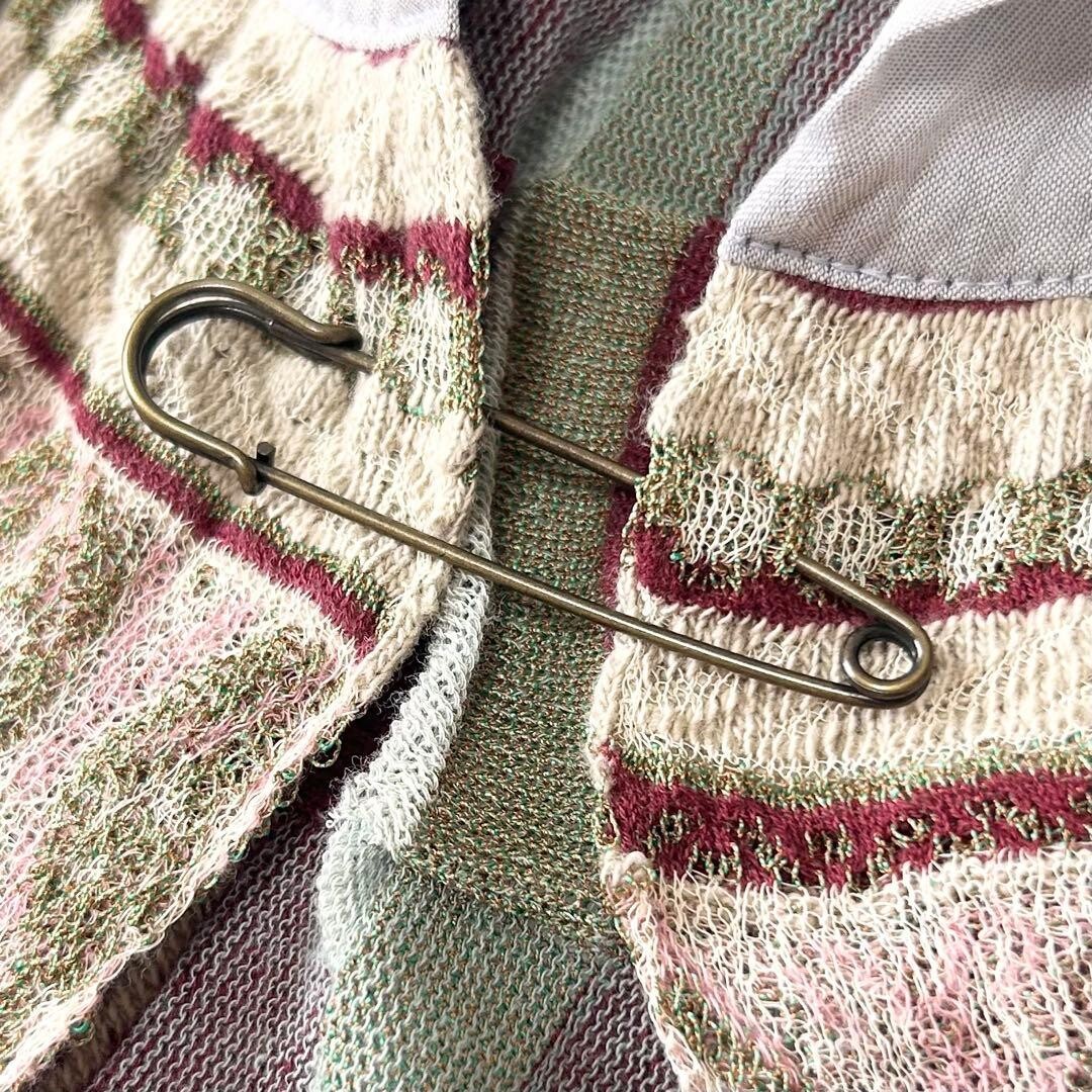 M&KYOKO 3D Knit Multicolor Shawl Collar Vest Japan FreeSize Open Front Auth