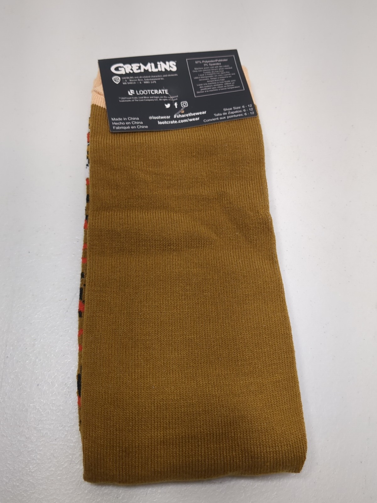 Loot Crate Wear Gremlins Rules Gizmo Mogwai Adult Crew Socks New NWT