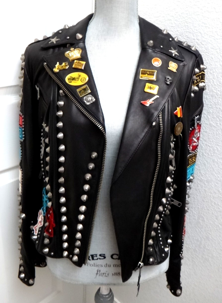 Double D Ranch Angels on Horseback Biker Jacket Embellished Black Leather Size M