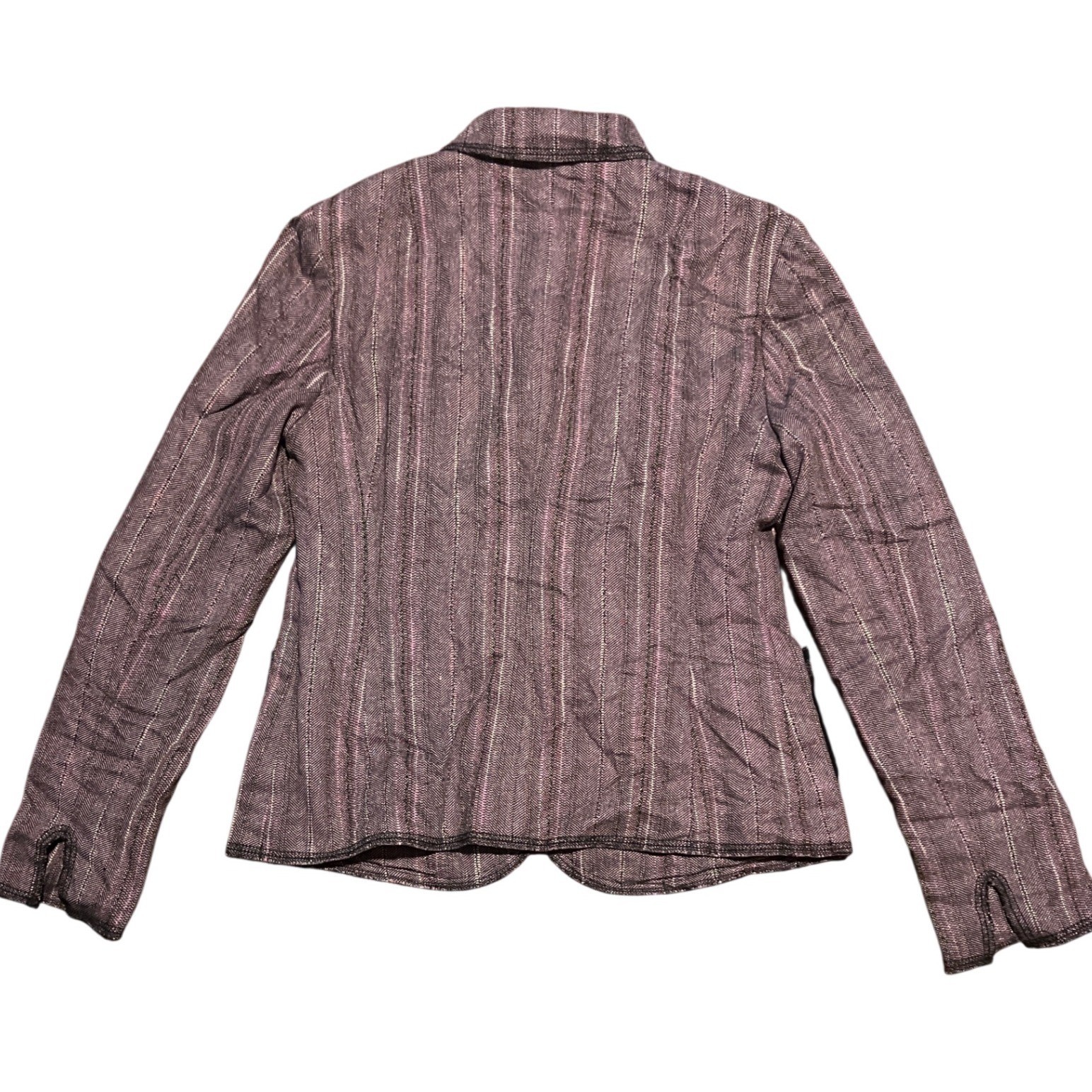BILL BURNS Womens Striped Blazer Jacket Size 6 Rayon Wool Blend