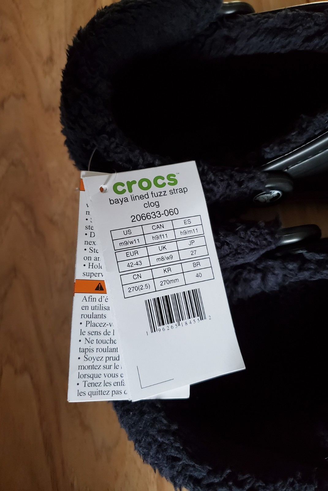 NWT Crocs Adult Baya Lined Fuzz Strap Clog Slippers US M9/W11 NEW