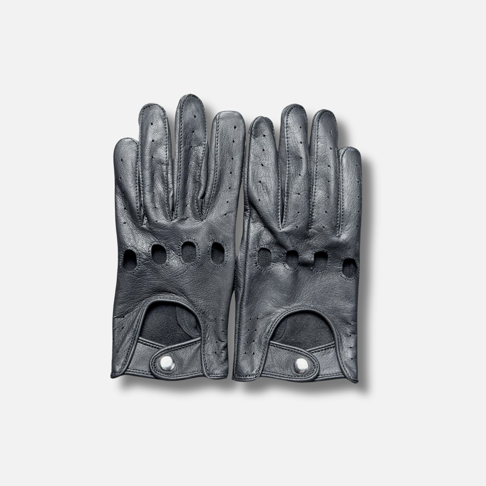Bike Leather Vintage Black Leather Driving & Dress Gloves Men’s Classic Snap