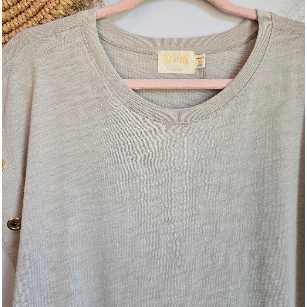 Nation LTD NEW Oran Taupe Pumice Grommet Muscle Tee Tank Top SZ XL Quiet Luxury